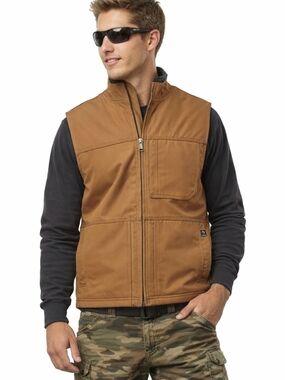 New Dri Duck Rigor GrizzlyTec Vest Brown Cotton Canvas  Performance Vest NWT XXL